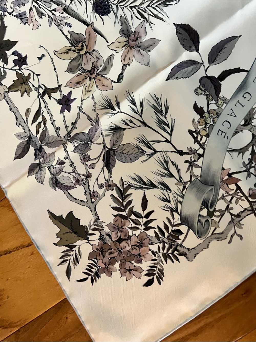 Dior Floral Silk Scarf in Ivory, Taupe, Olive, and Mauve - Picture 4 of 11